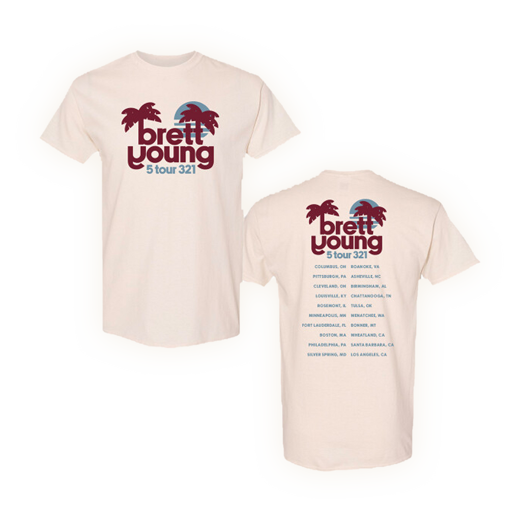 Brett Young 2023 Dated Tour Tee Cream Brett Young Official Merchandise